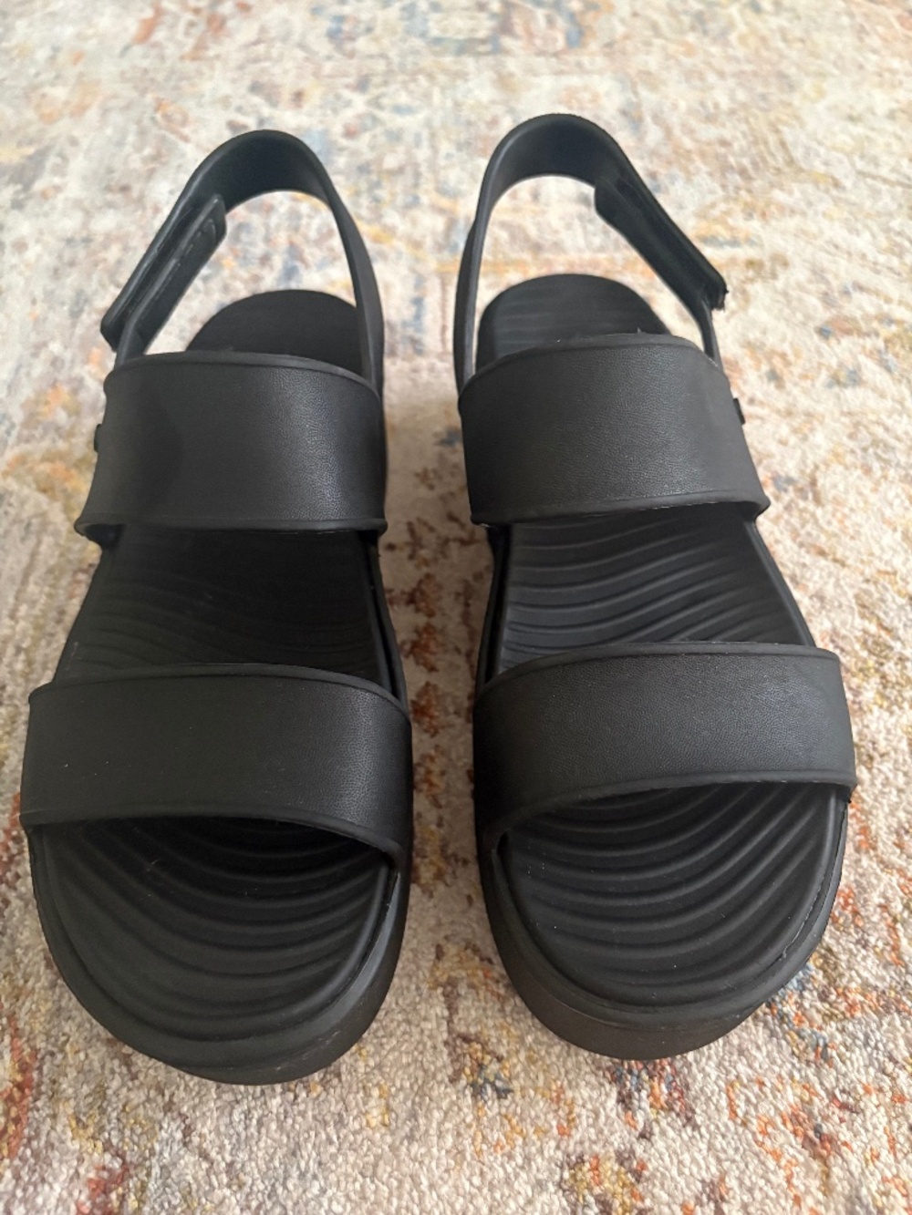 Skechers Black Platform Comfort Sandals Women's Size 7.5